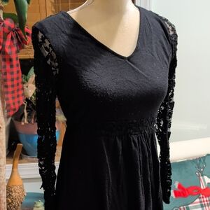 Motherhood Maternity Elegant Black Lace Long Sleeve Shirt